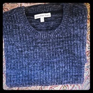 Calvin Klein Men's Black-Grey Crew-Neck Sweater